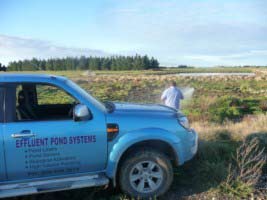 Spraying ponds to remove the smells.